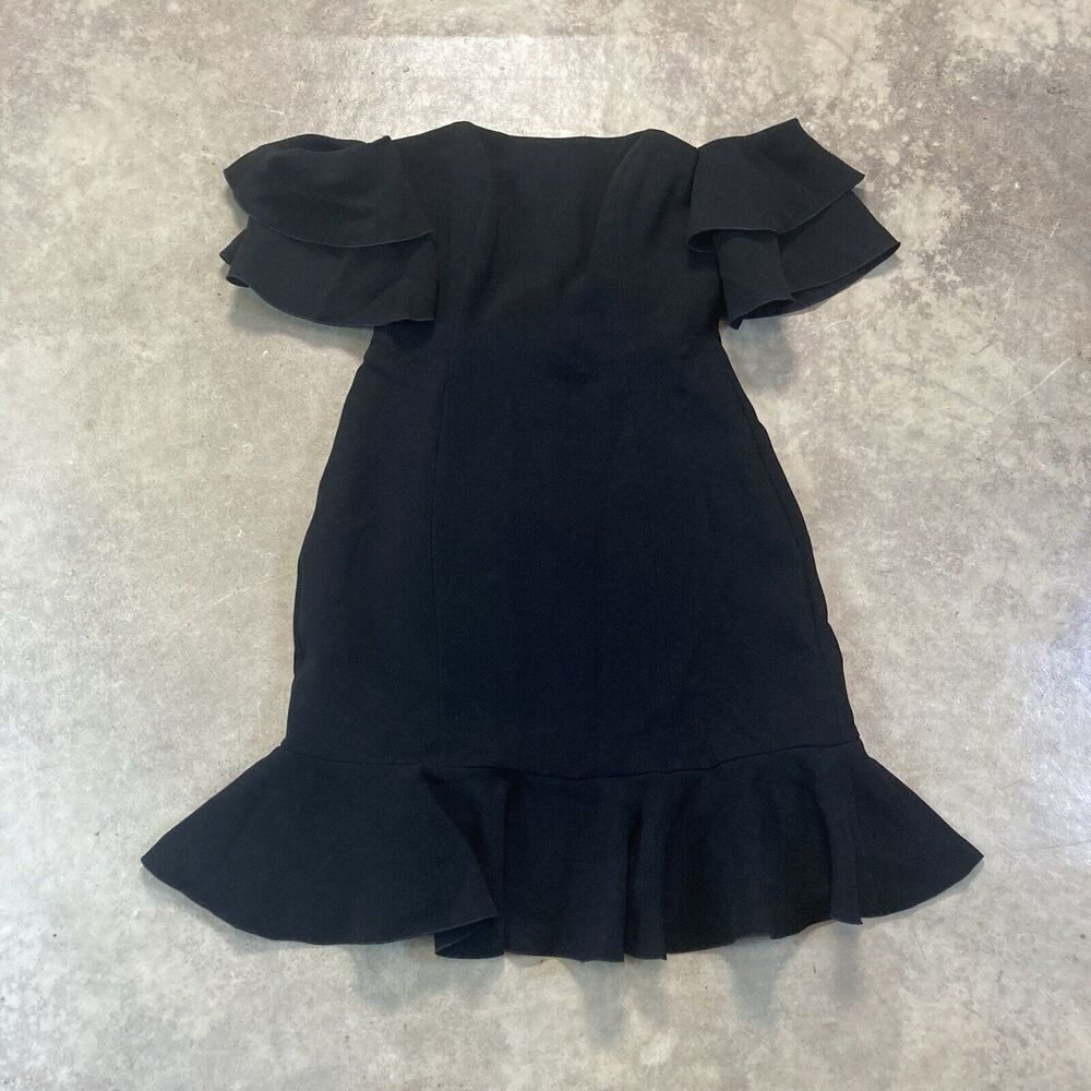 Rachel Zoe Dress Womens 0 Black Tracy Para‎ Mujer Off Shoulder Ruffle Mini